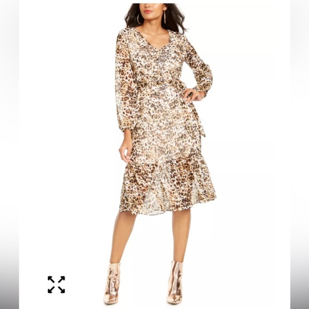 Thalia Sodi Animal Print Long Sleeve Dress